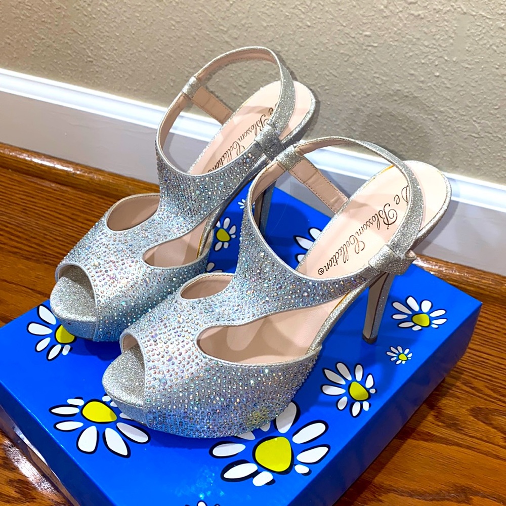 Heels with rhinestones. Only wore once